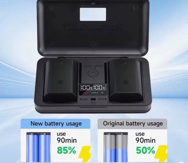 CARREGADOR PARA BATERIA FW50 DUPLO DIGITAL POWERBANK A6500 NEX3 A7R A7S - Foto 3