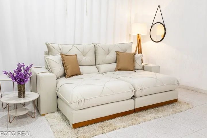 Sofá Retrátil e Reclinável Gran Bello 2.50m D33 Molas Ensacadas Veludo - Foto 4