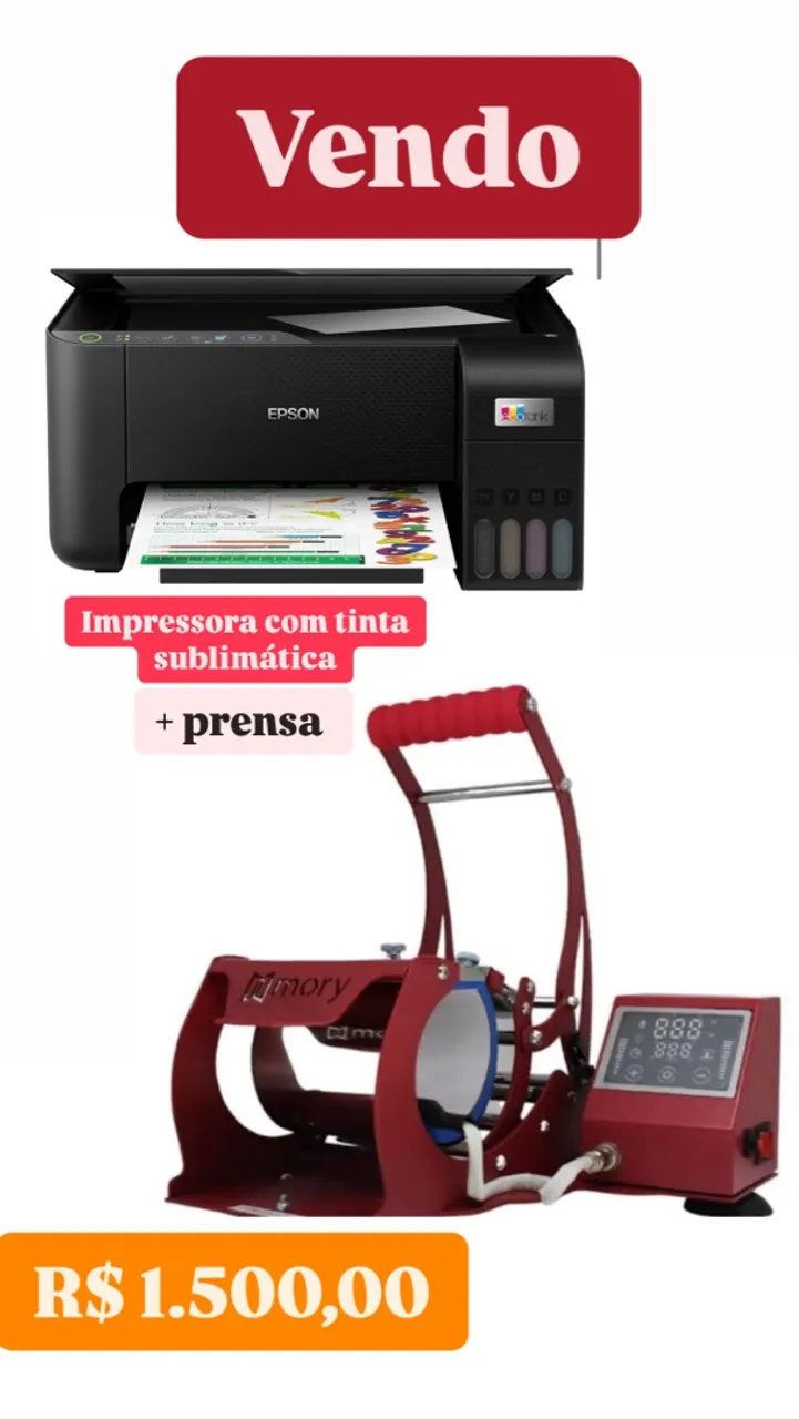 Kit sublimação: Impressora + prensa para canecas
