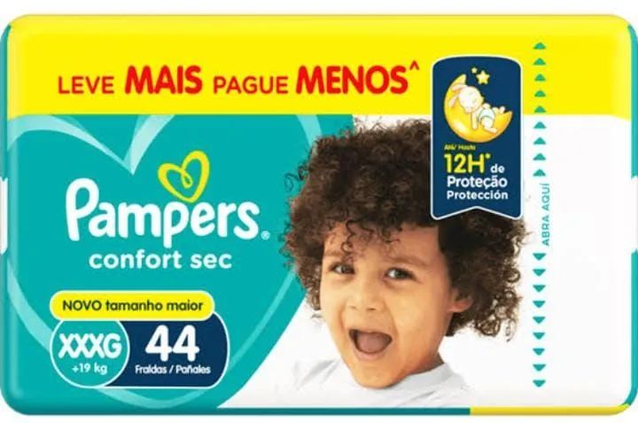 Fraldas Pampers Confort Sec XXXG - 44 unidades