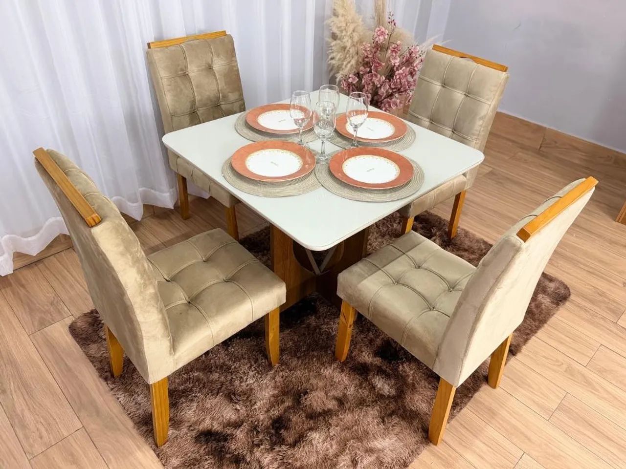 Mesa de Jantar  0.90×0.90 Com 4 Cadeiras- Entrega Rápida - Foto 2