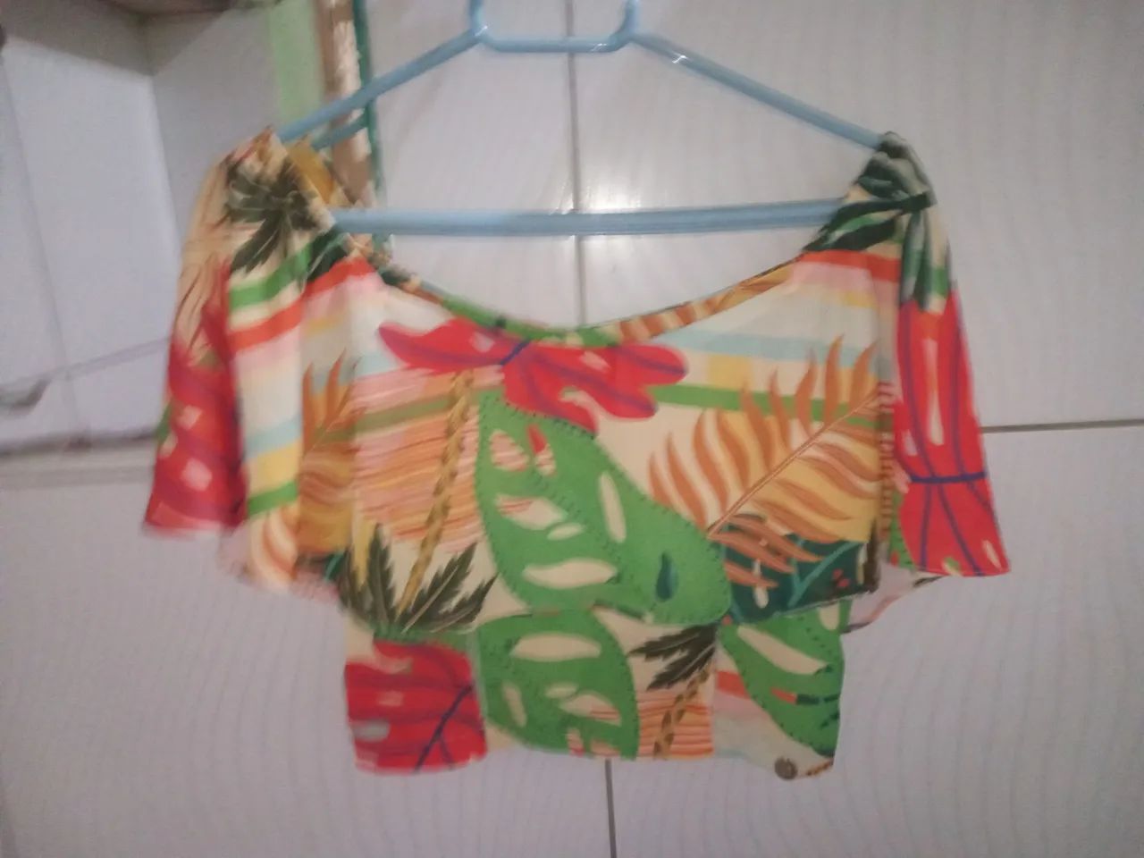 Camisa Cropped Floral Feminino M 