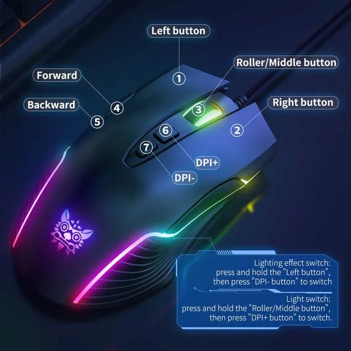 Mouse Gamer ONIKUMA RGB Iluminação Personalizada - Foto 5