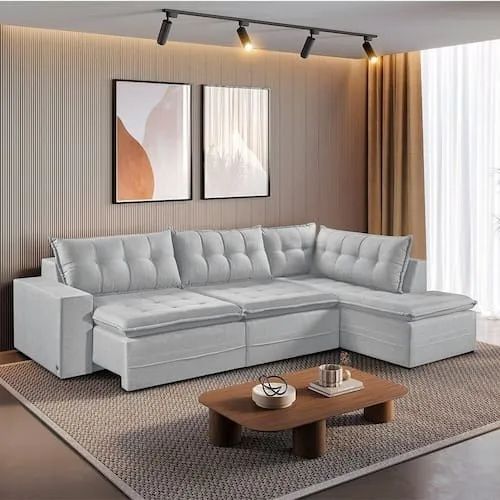 Sofá Living 3 lugares com design moderno e elegante, perfeito para sua sala. 