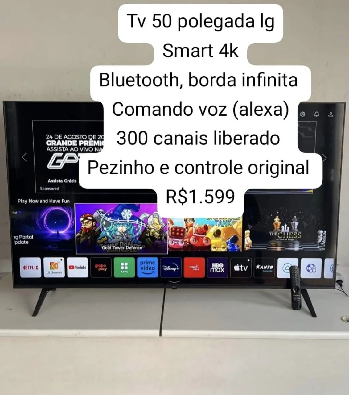 TV 50 POLEGADA LG SMART 4K COMANDO VOZ (ALEXA) BLUETOOTH BORDA INFINITA ...