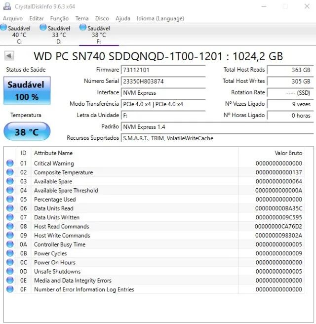 Nvme 1TB Western Digital PCI 4.0 Read 5200Mb/s Write 4900Mb/s (NOVO!) - Foto 4