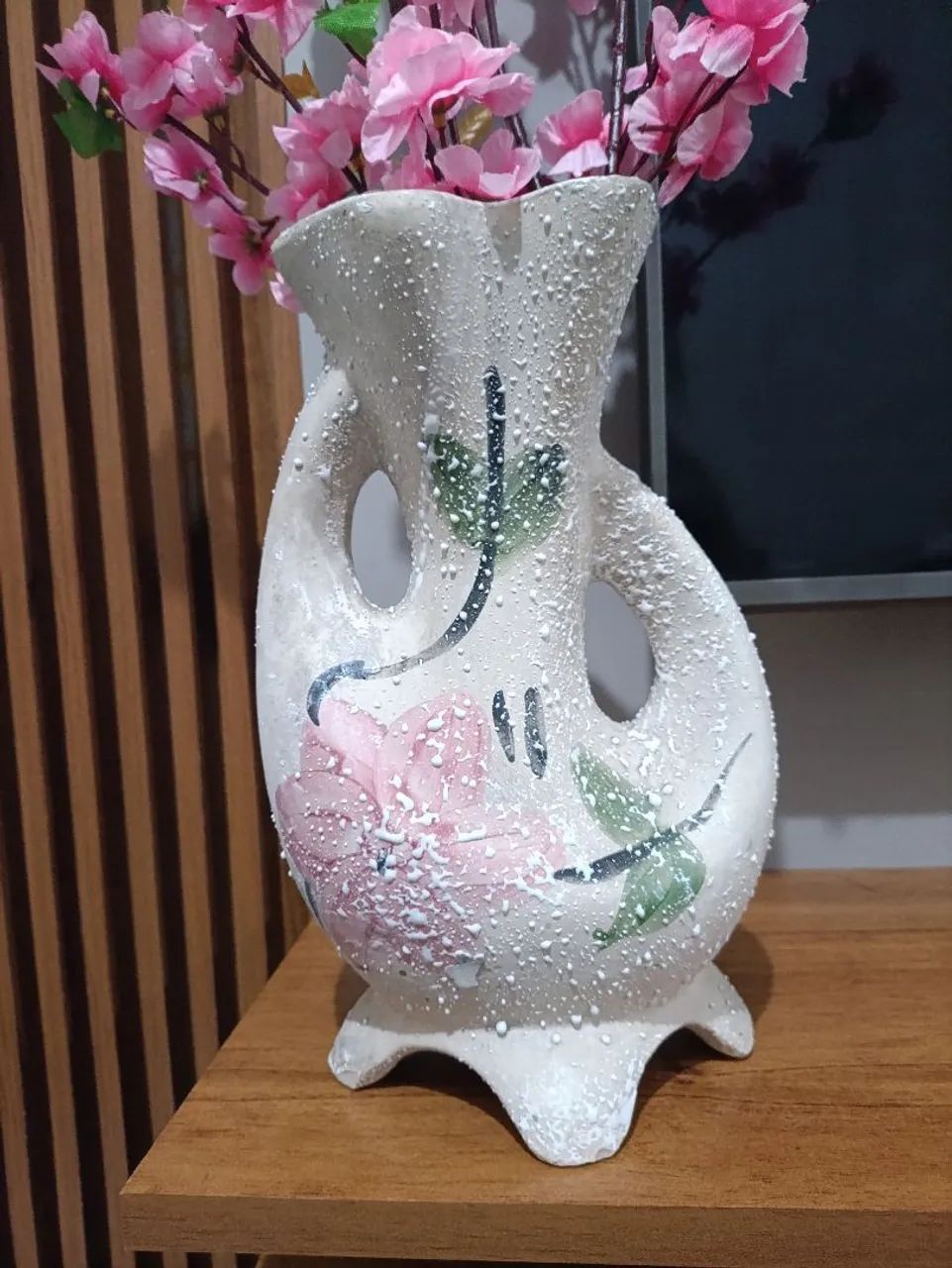Vaso Antigo de Cerâmica - Pintura Floral *vintage* - Foto 3