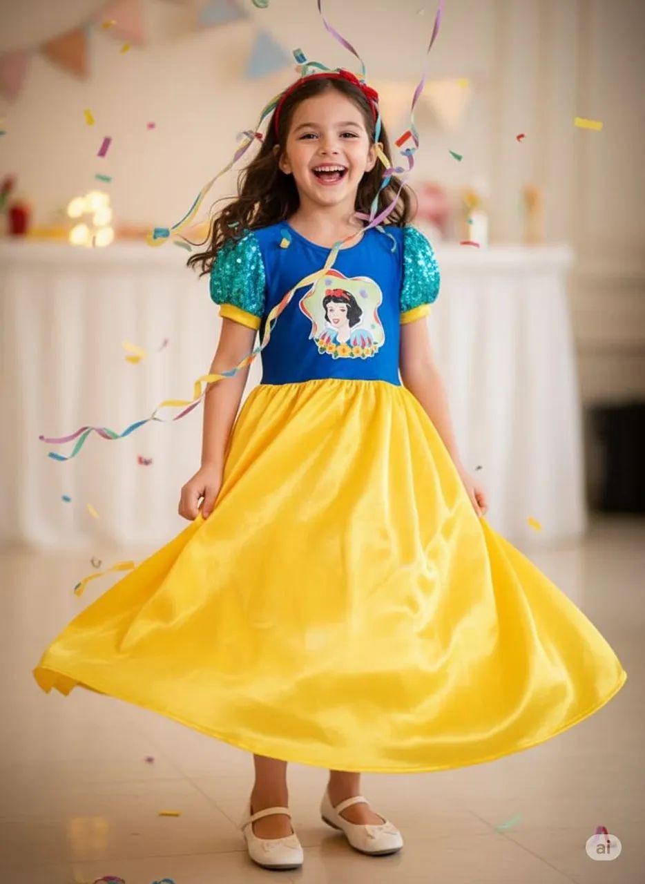 Vestido fantasia Branca de Neve tamanho 6