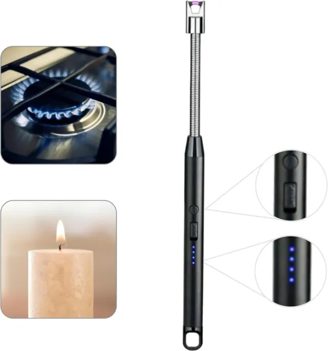 Isqueiro Elétrico USB Recarregável - Acendedor de Fogão e Velas
