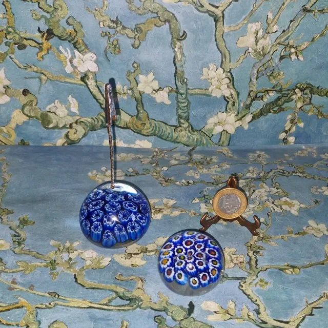 Conjunto de pesos de papel italiano de murano millefiori. Perfeitos. - Foto 2