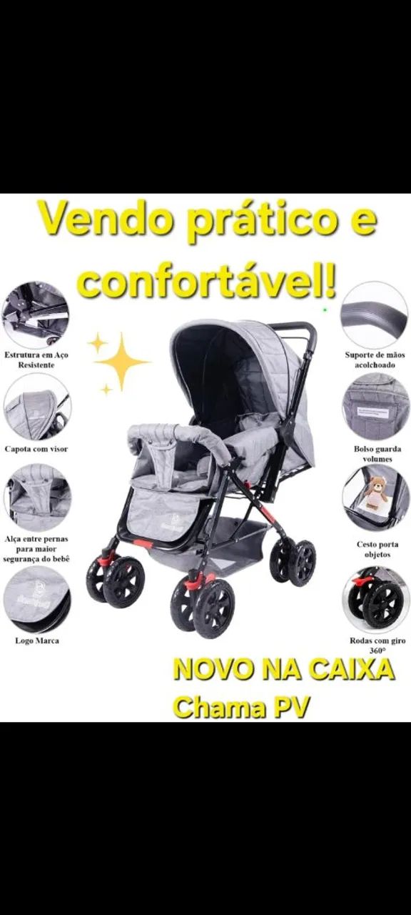 Carrinho de Bebê Passeio tipo Berço Novo