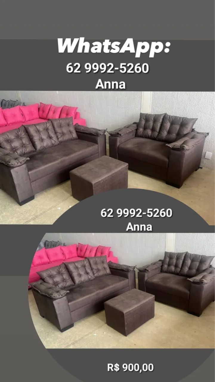 Sofá 2 e 3 lugares com puff (@)470974785484247040
