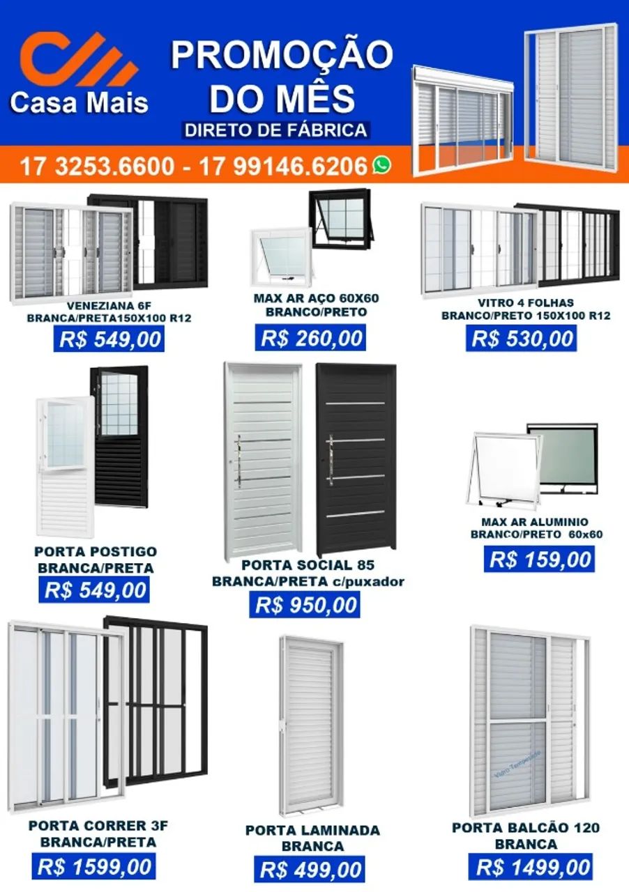 Portas e Janelas Direto da Fábrica
