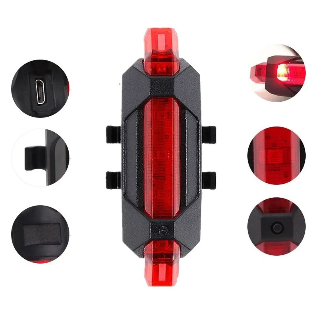 Lanterna Traseira de Bicicleta LED USB Recarregável - Foto 2