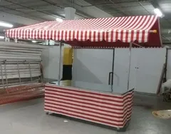 Duas BARRACAS de feira com TAMPO CHAPA DE INOX e LONA