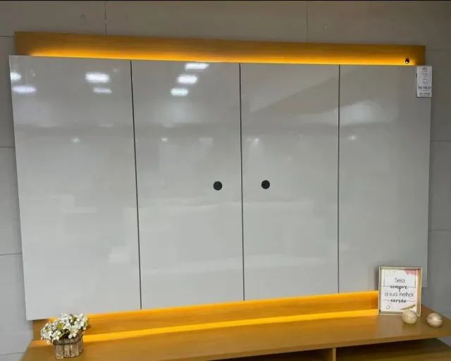 Painel Para TV 75 Polegadas Com LED 207cm Marrocos Lukaliam Freijo/Off White