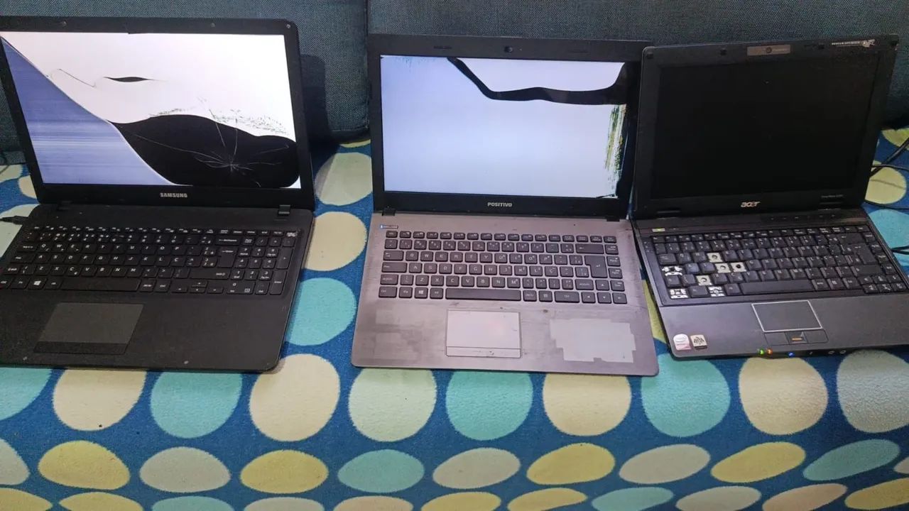 Lote 3 Notebook com Defeito Tela Quebrada - Sucata Peças - Foto 2