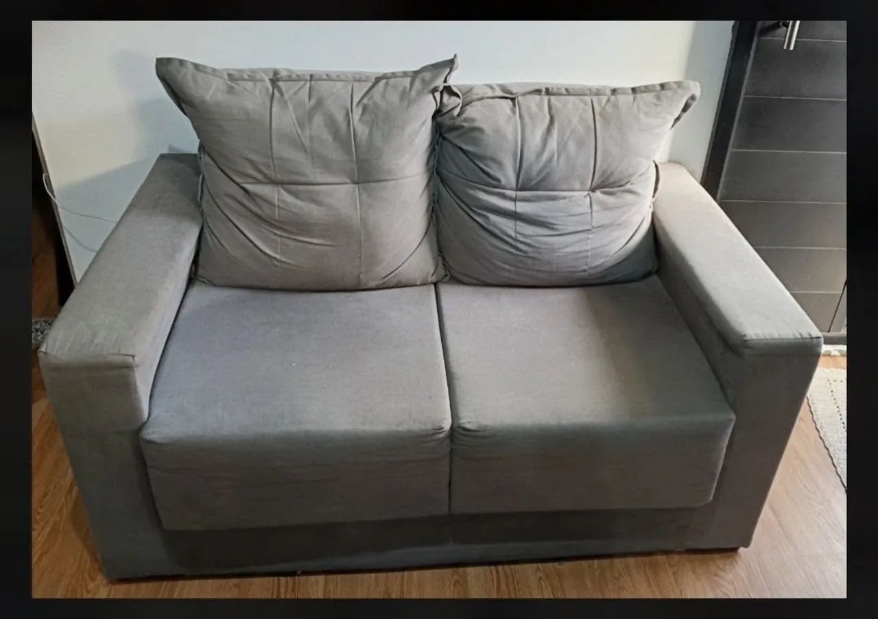 Sofá 2 lugares Fixo - Suede Cinza 