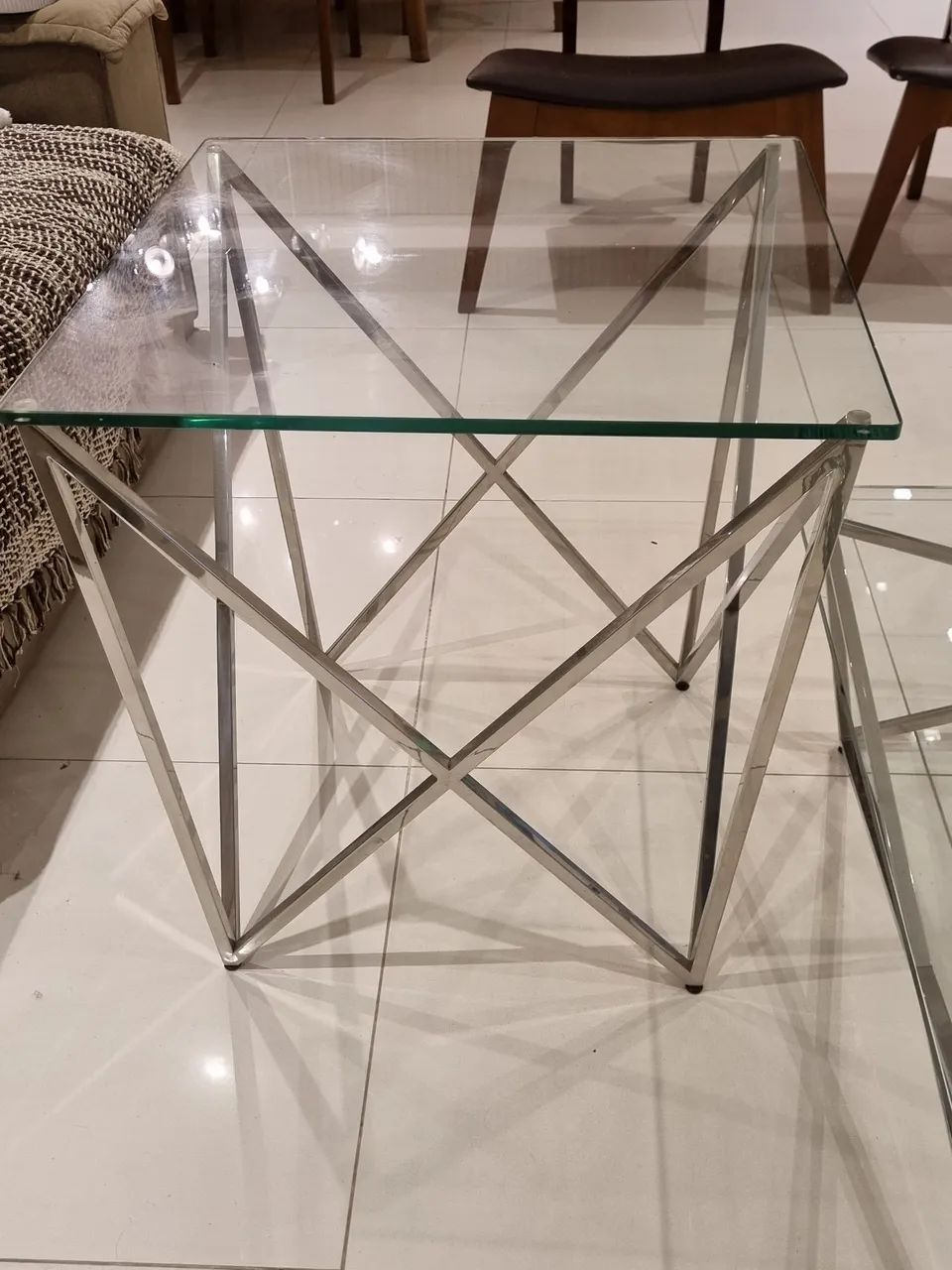 Mesa Lateral em Vidro | Seminova