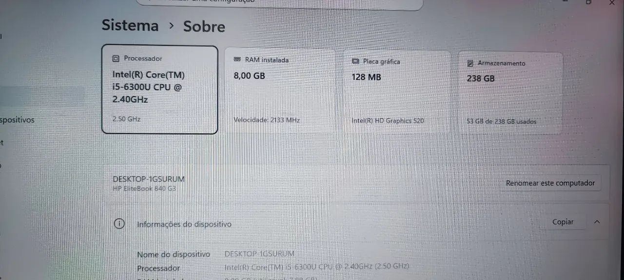 Notebook HP Core i5 8GB ram DDR4  - Foto 2