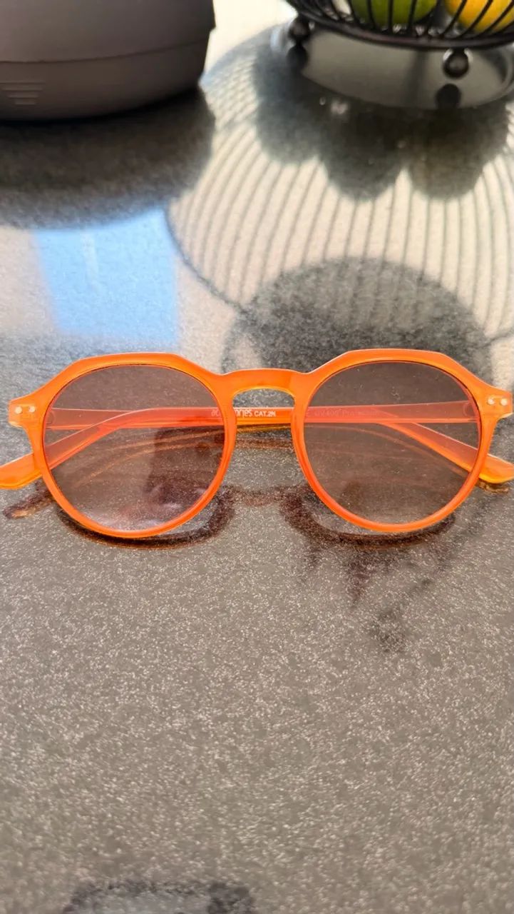 Óculos de sol redondo laranja 