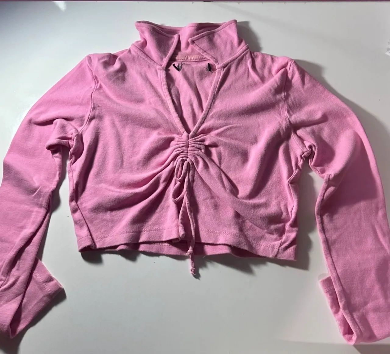 Cropped Rosa Manga Longa Feminino - Foto 3