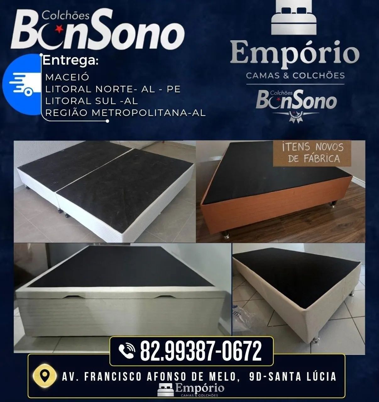 Base casal, solteiro, queen, king e base baú do solteiro ao king size marca Bonsono 