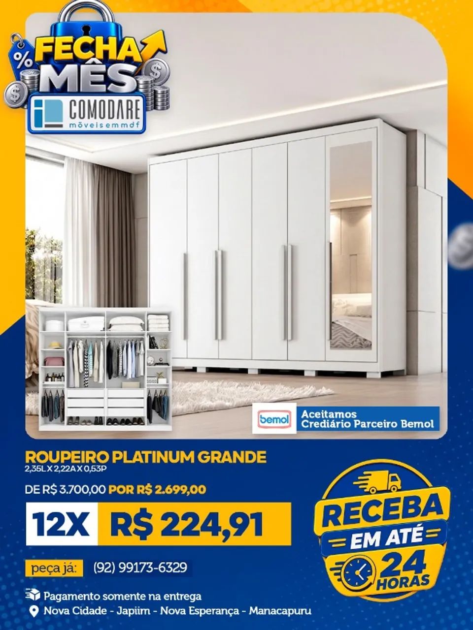 Roupeiro Platinum Grande R$ 2.699