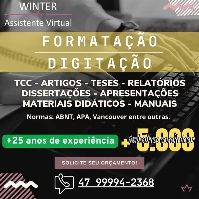 Formatação, Digitação, Diagramação TCC e demais trabalhos acadêmicos