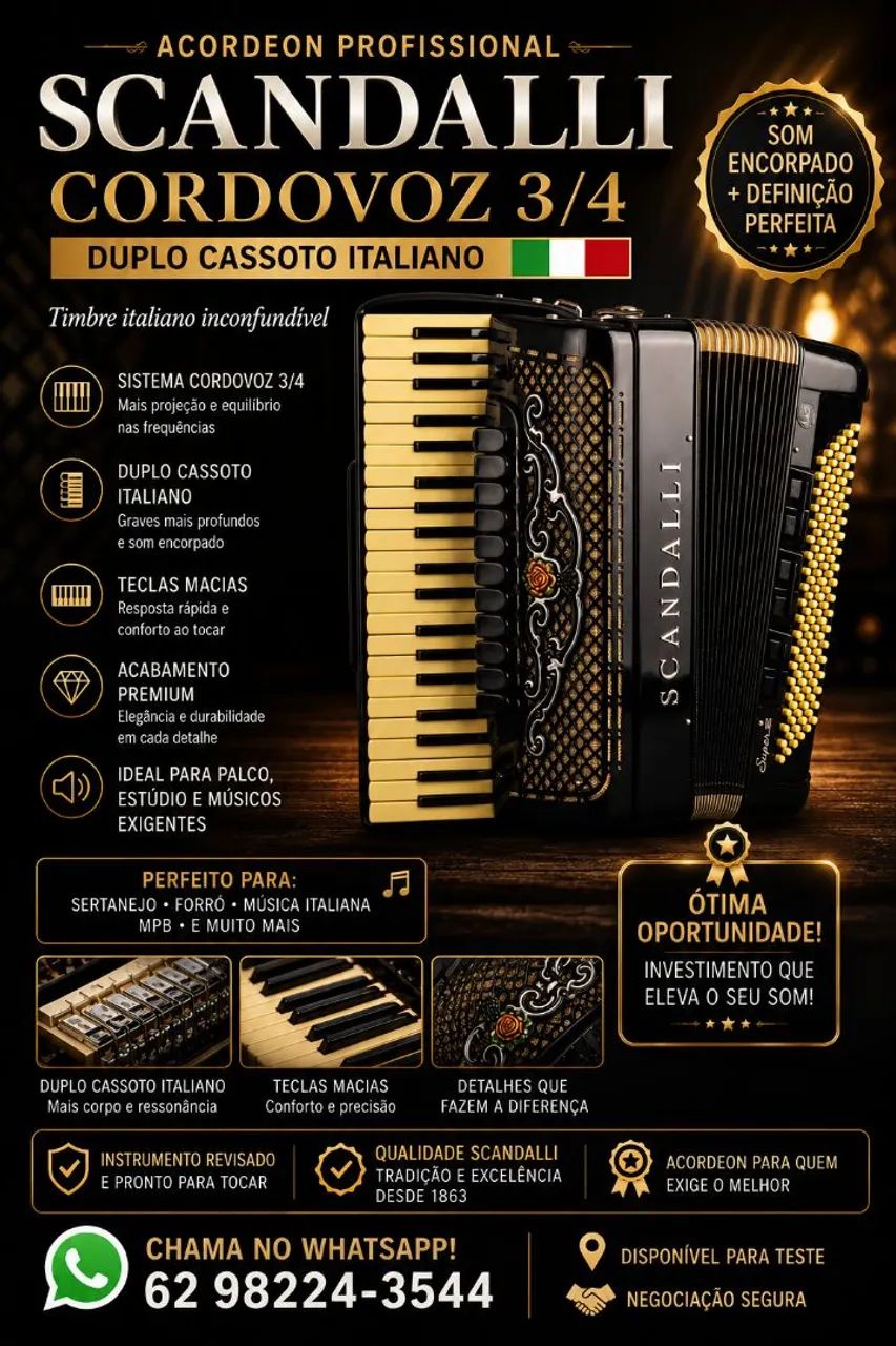 Acordeon scandalli super v - Instrumentos musicais - Jardim