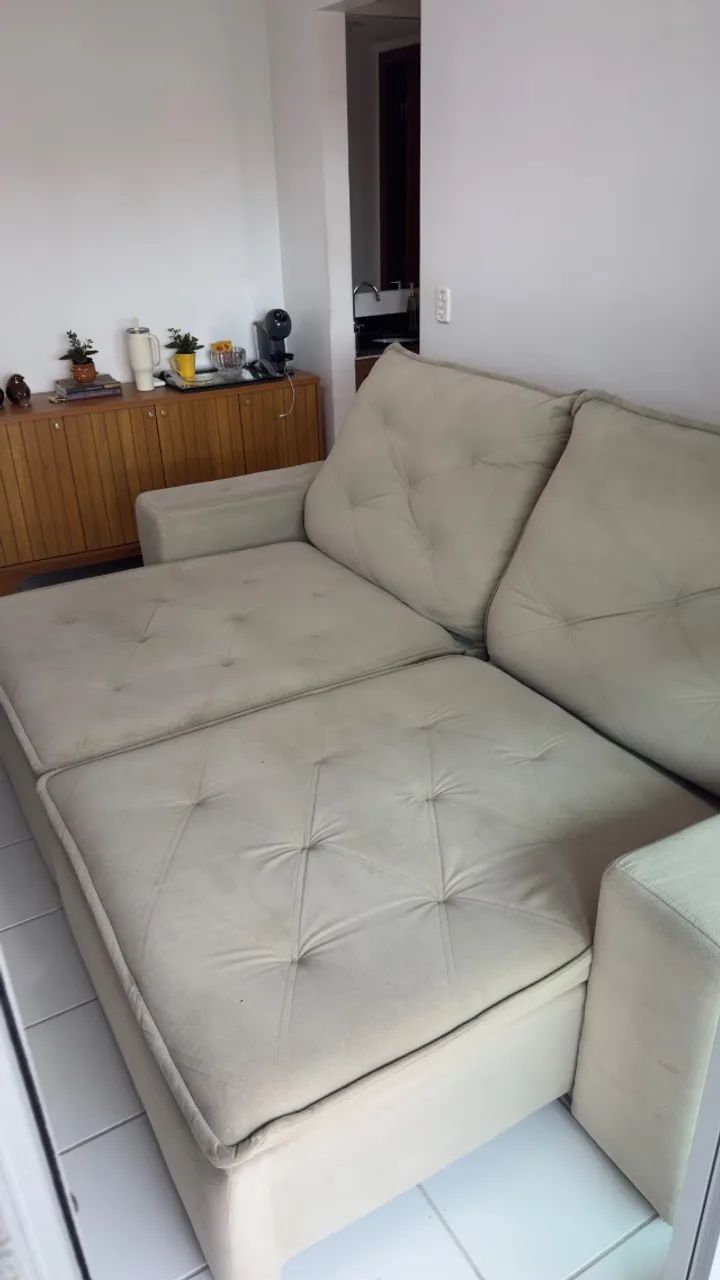 Sofá Retrátil 2,60m Bege, Grande e Confortável - Foto 4