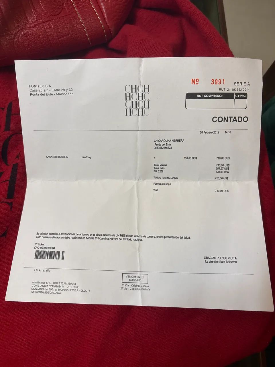 Bolsa Carolina Herrera original com Nota Fiscal da loja onde foi comprada.  - Foto 2