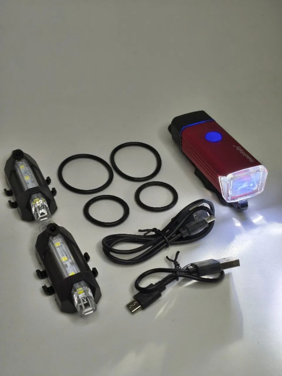 Kit Lanterna Para Bicicleta Sinalizador Farol Bike Recarregável - Pronta Entrega