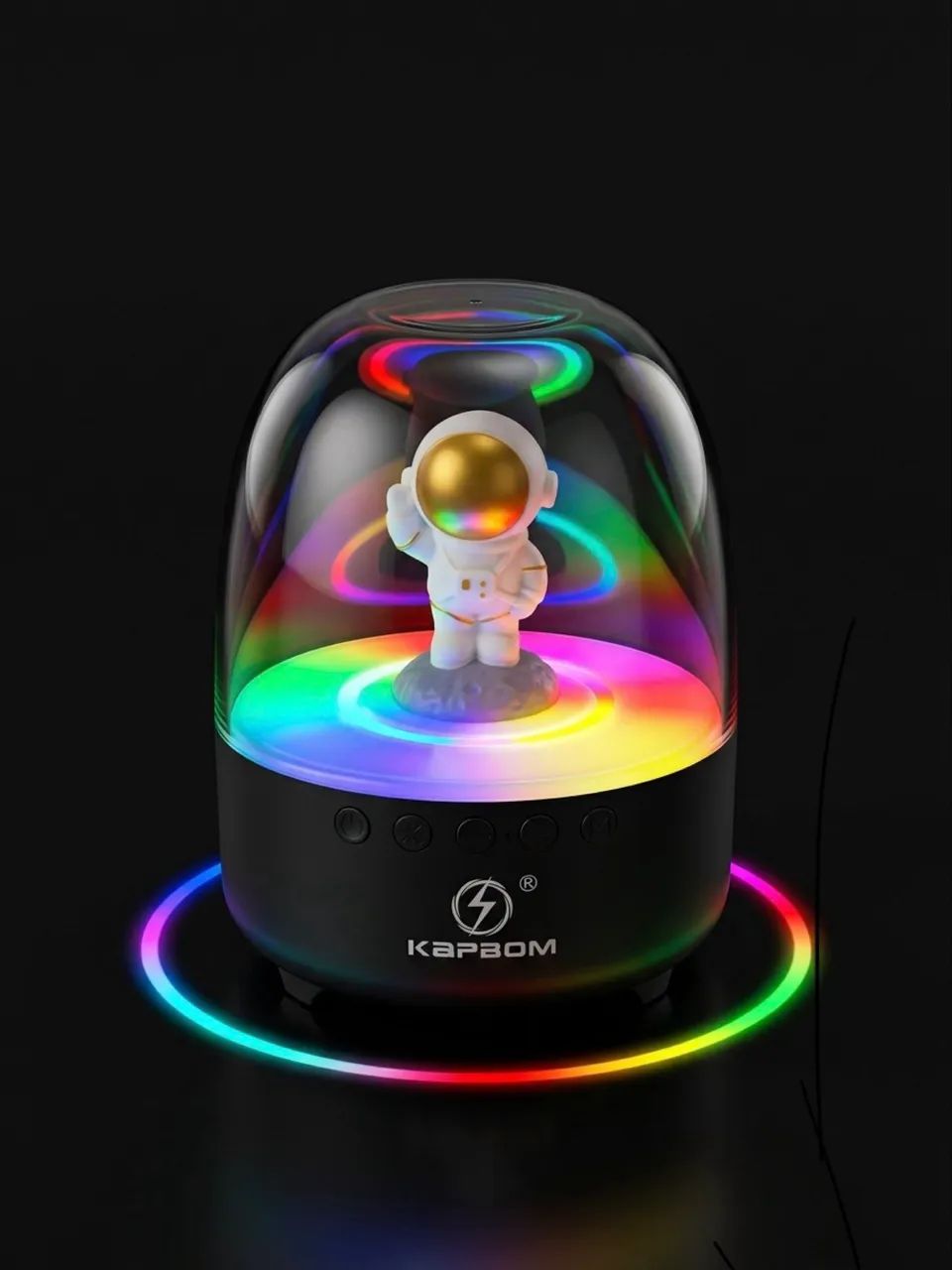 Caixa de Som Bluetooth Kapbom com Astronauta e Iluminação LED RGB