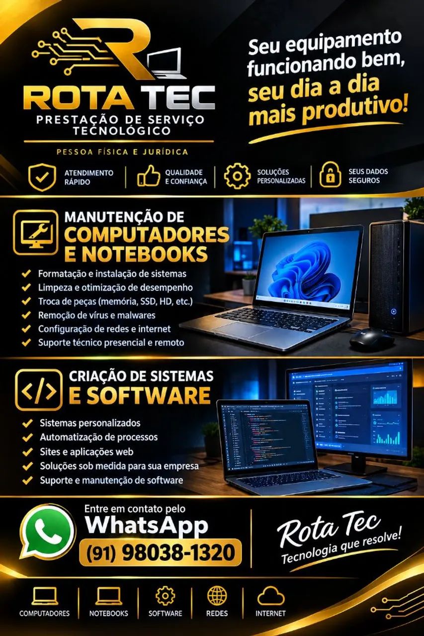 Suporte e manutenção tecnológica .