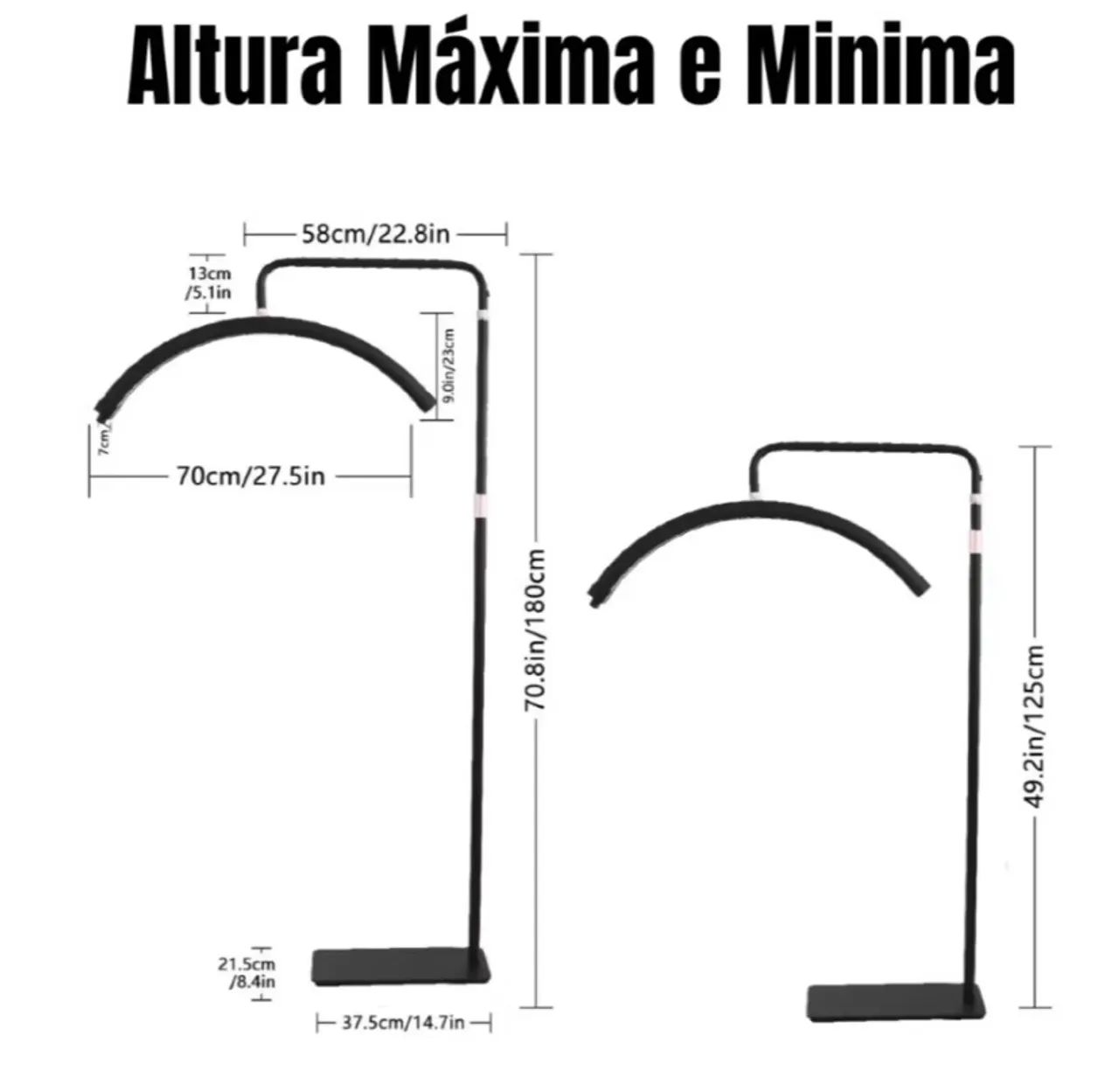 Luminária Arco Meia Lua com Base de Chão Uso para Estética e Decoração
