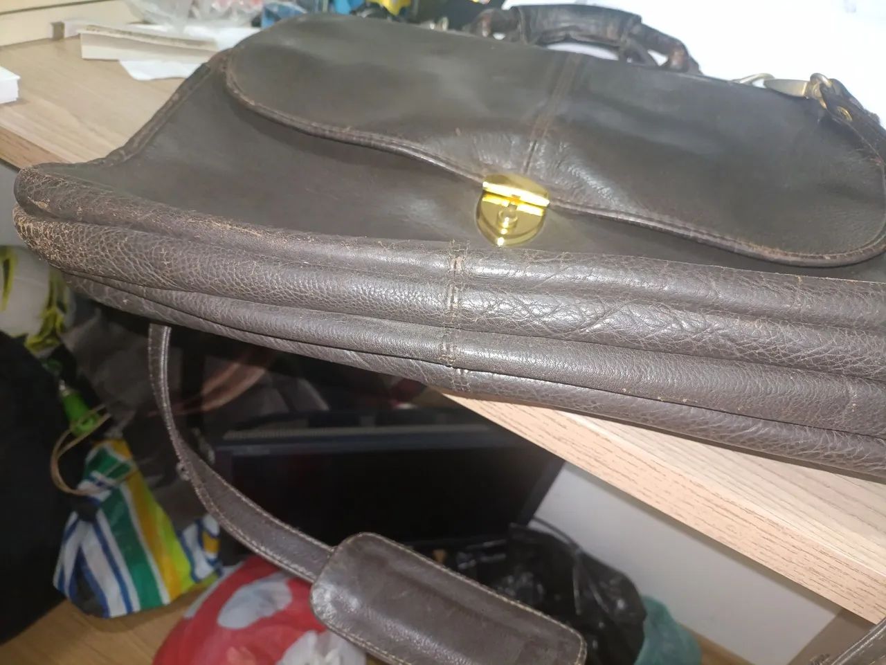 Bolsa de couro marrom  - Foto 4