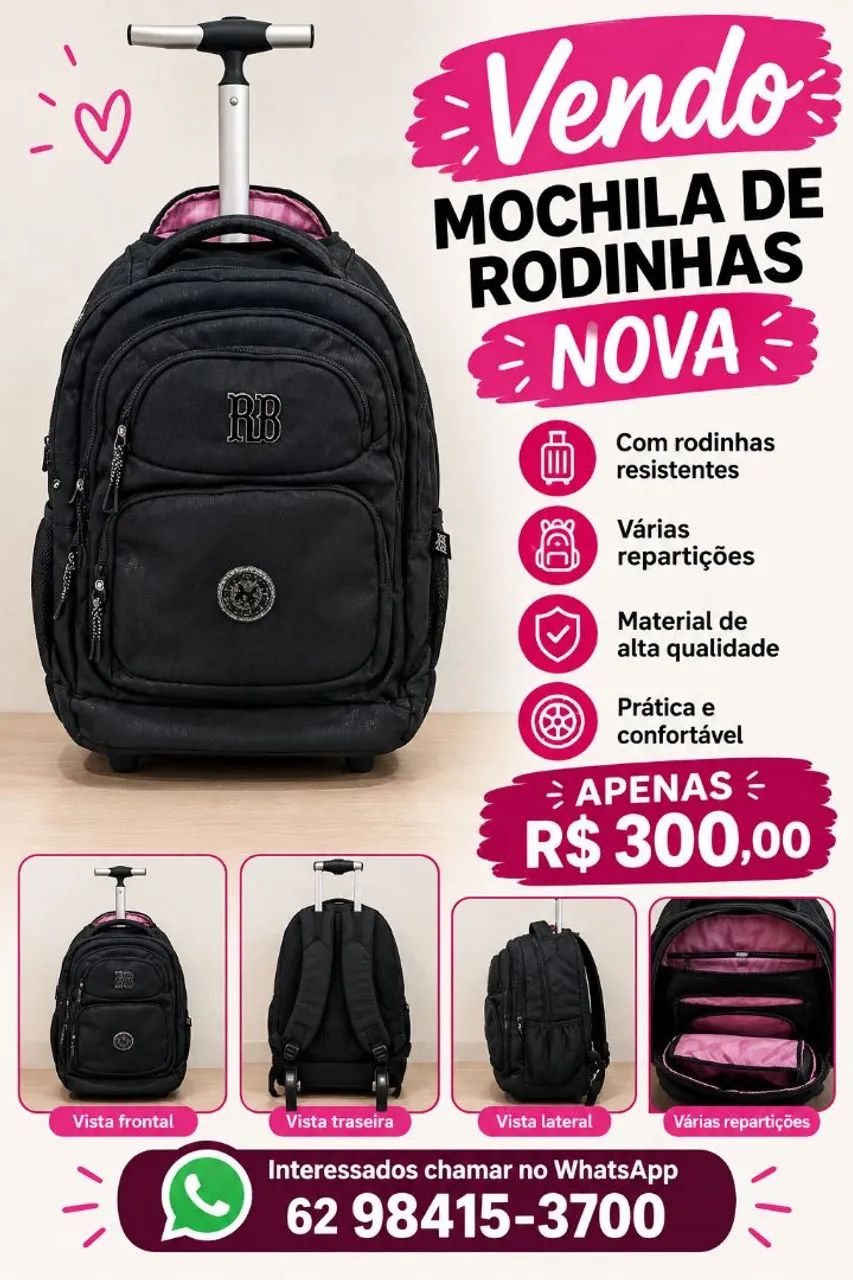 Mochila de rodinhas nova 