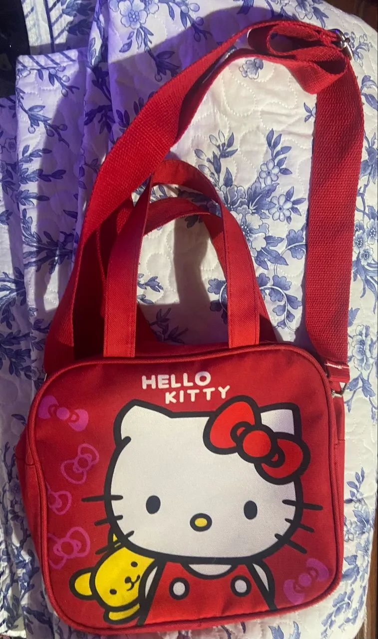  Bolsa de mão e ombro Hello Kitty vermelha - Foto 2