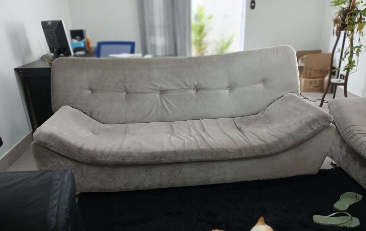 Sofá 2 e 3 lugares suede cinza claro - Foto 3