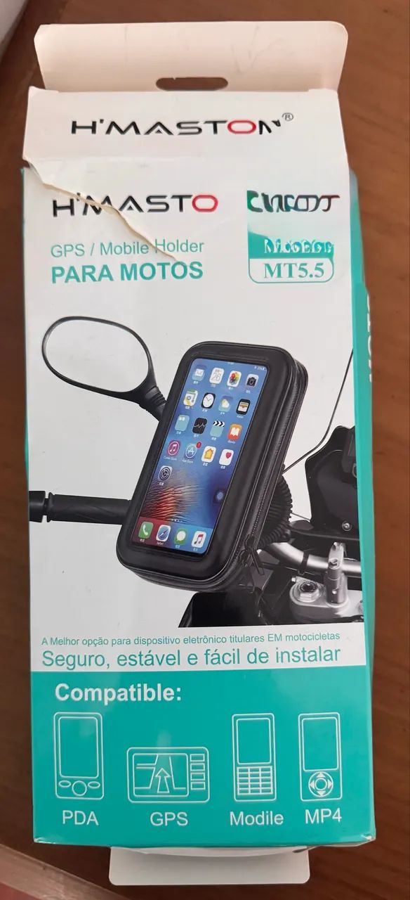 Suporte de GPS e celular para motos da marca H'maston, modelo MT5.5