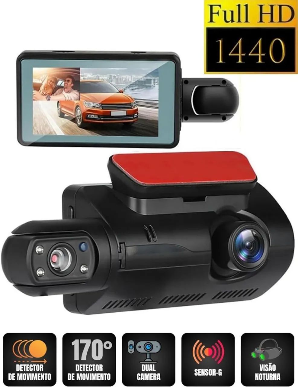 Câmera Dupla Veicular HD DVR Frontal e Interna - Foto 3