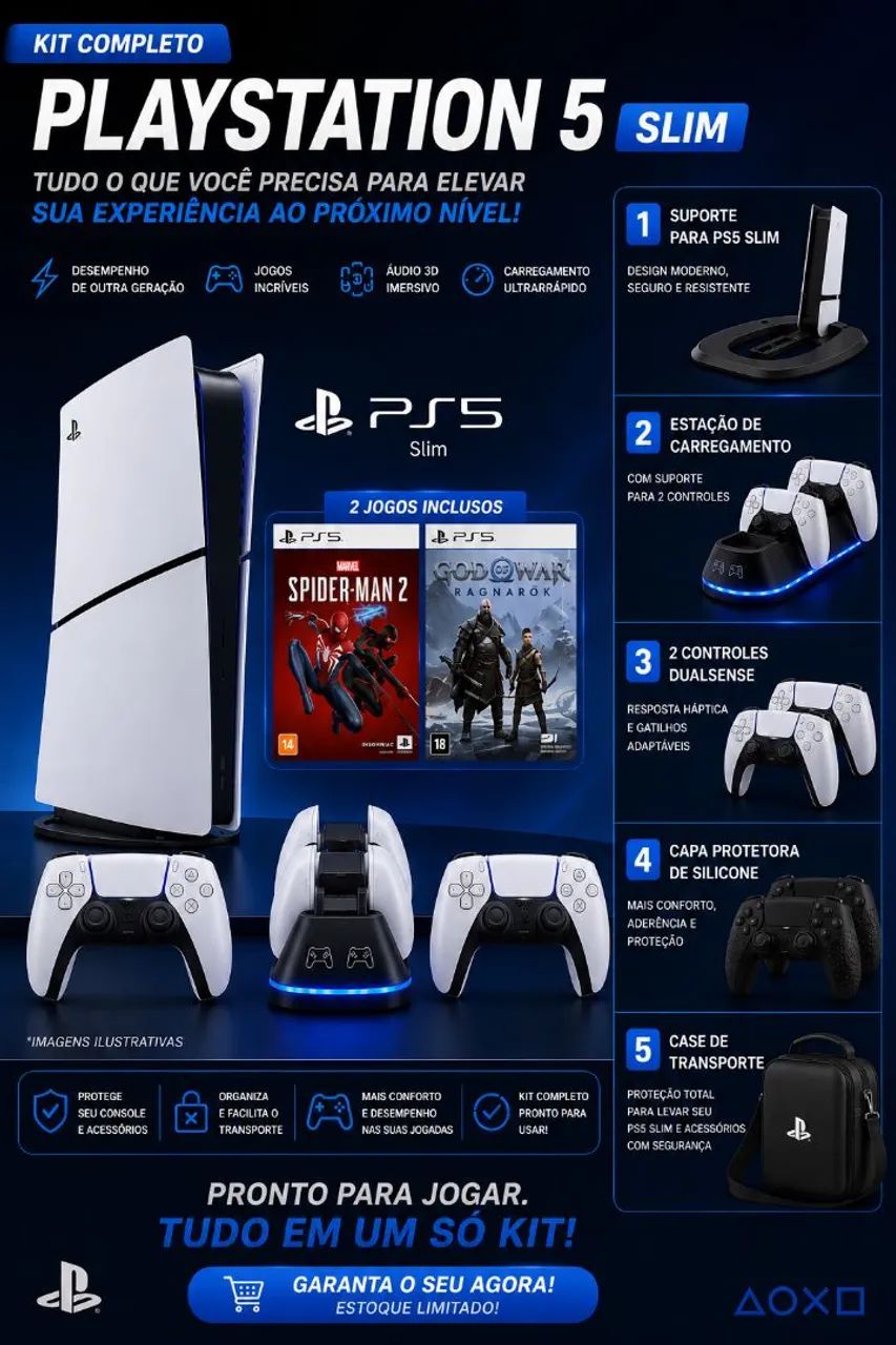 Ps5 slim mídia digital e física.