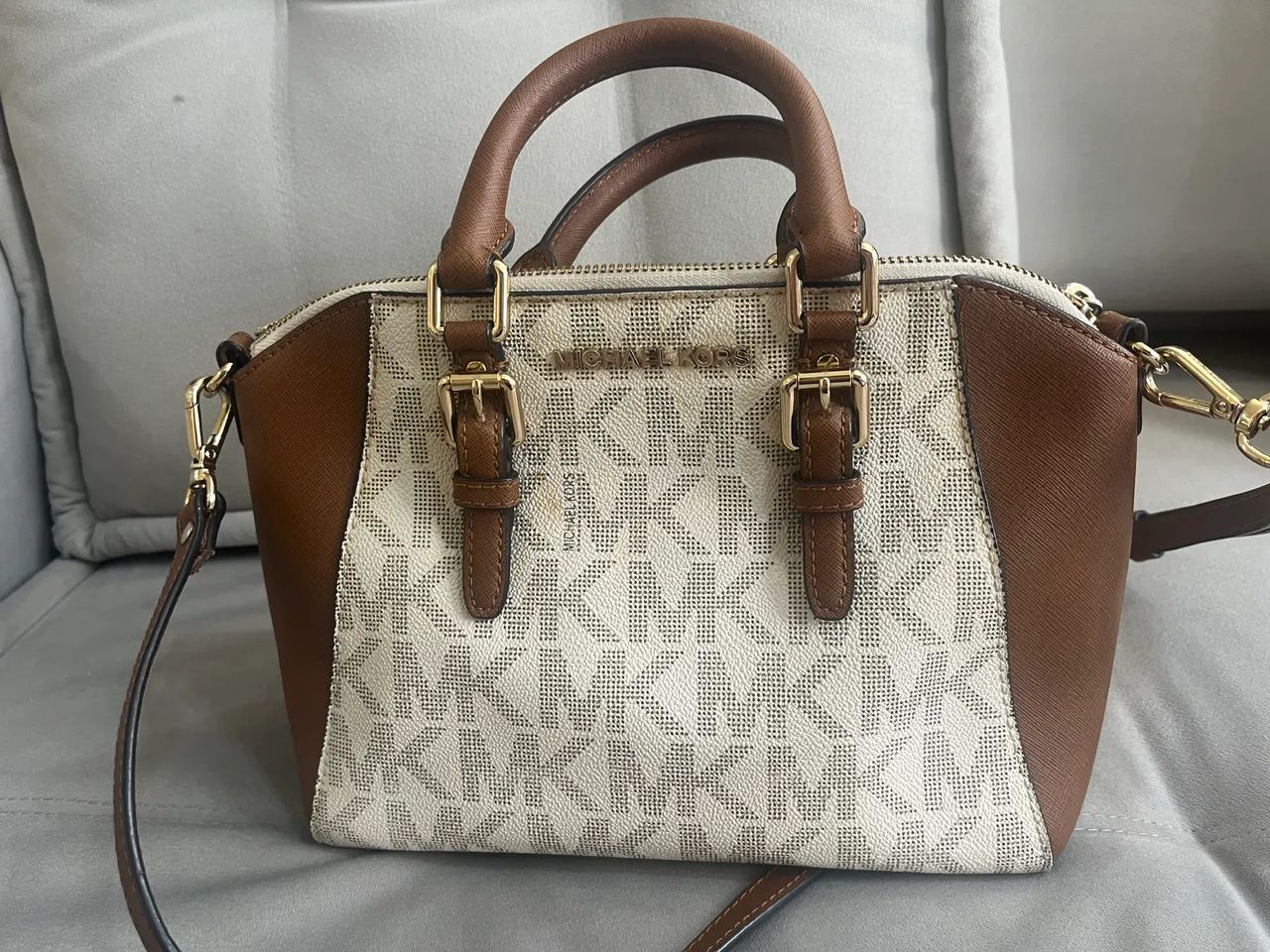 Bolsa Michael Kors Original Signature Vanilla e Marrom