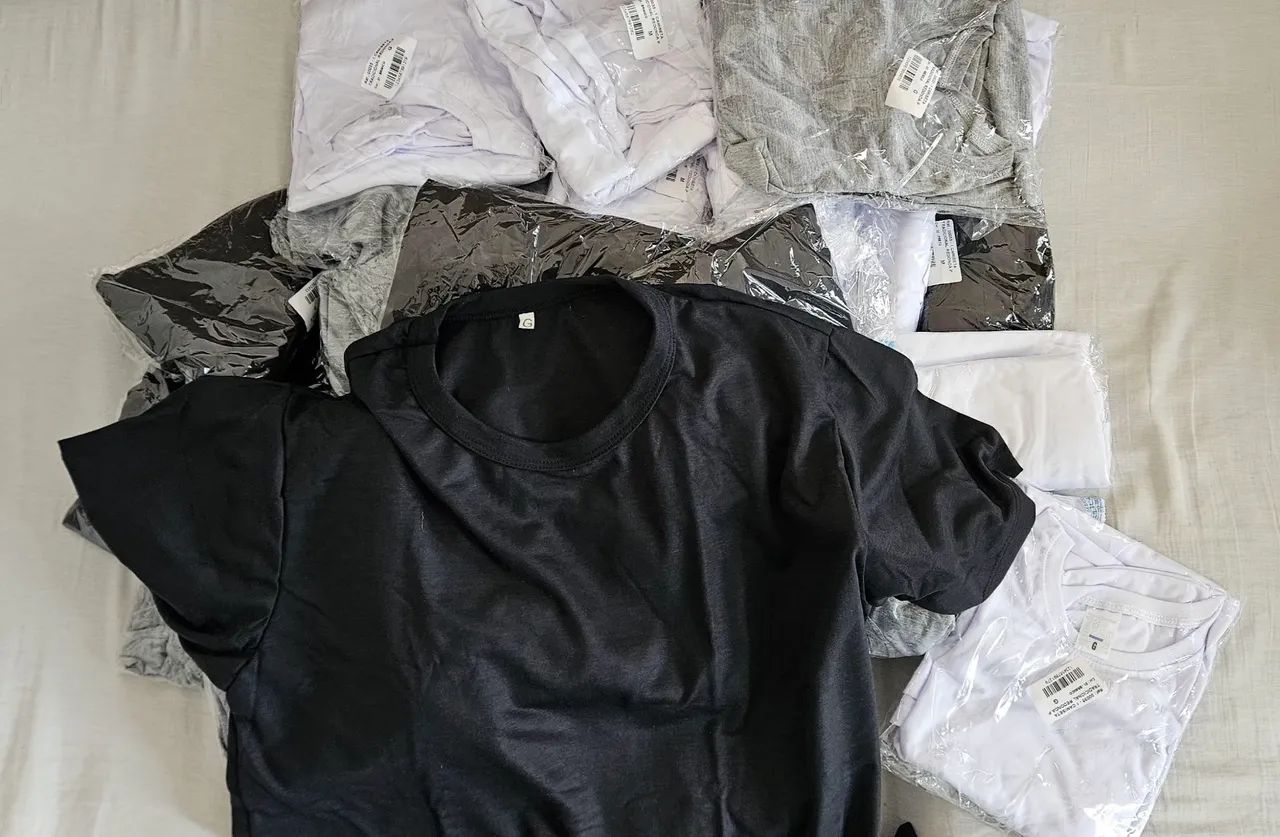 Camisetas tam P, M e G - Preto, cinza e branco - Foto 4