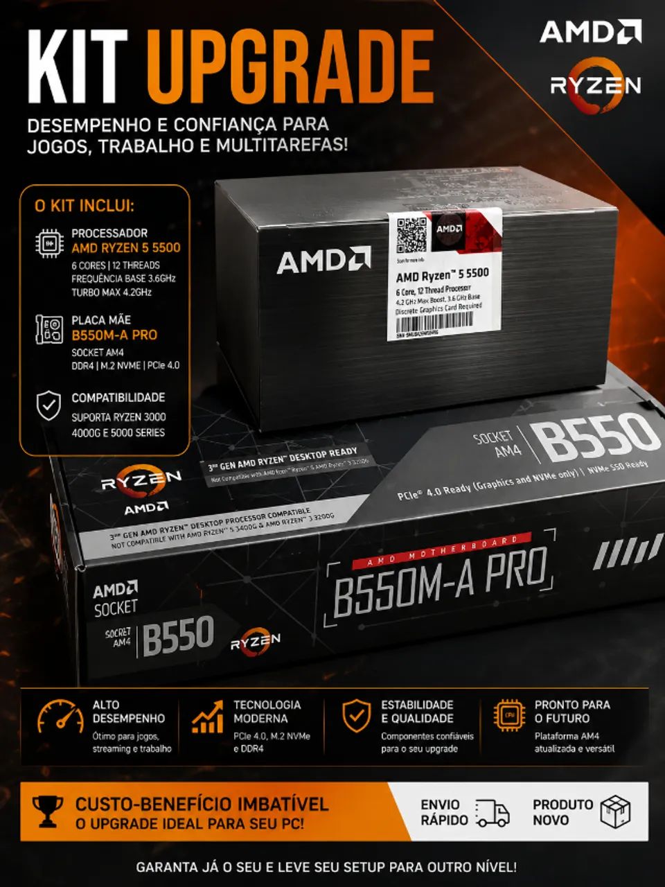 Kit upgrade Ryzen 5 5500+ B550m msi
