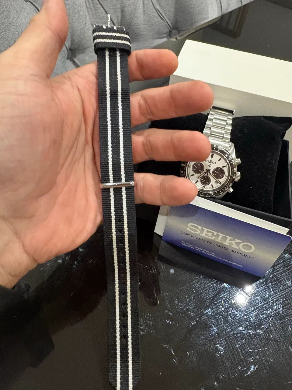 Seiko Prospex Speedtimer Panda Solar SSC813 - Full Set + Pulseira NATO Extra - Foto 5