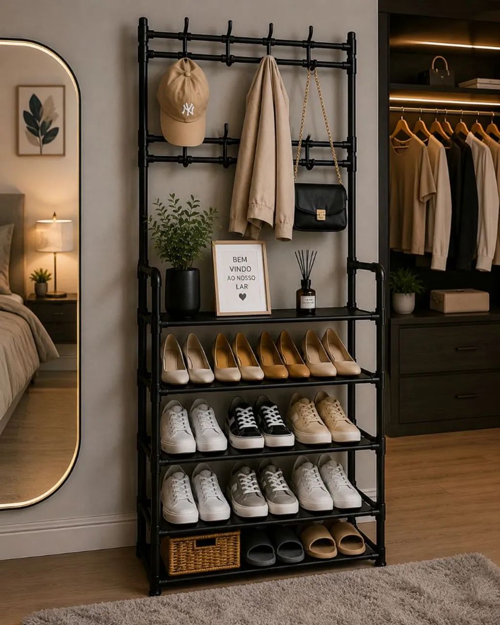 Sapateira com Cabideiro Moderna Organize Sua Casa com Estilo e Praticidade