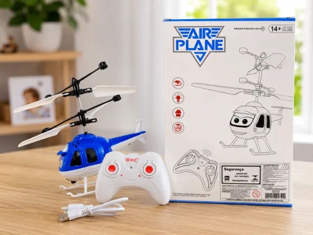 Drone Helicóptero Voador com Controle Remoto e Sensor de Indução Recarregável USB - Foto 4