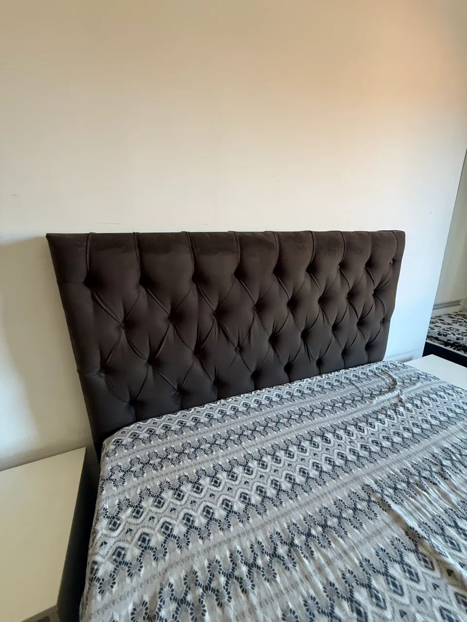 Cabeceira de Cama de Casal Marrom Capitonê - Foto 3